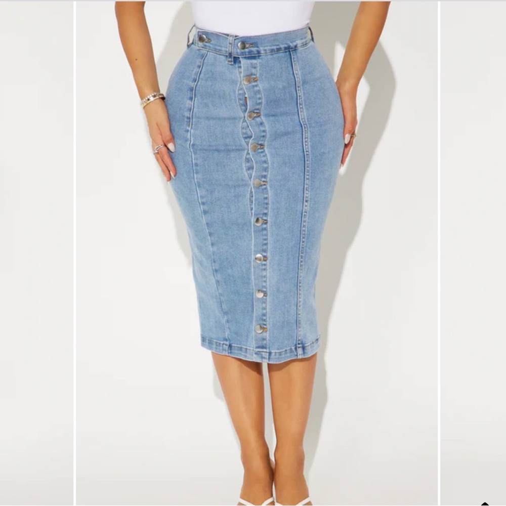 Fashion amiga Denim Button-Front Pencil Skirt Sz S